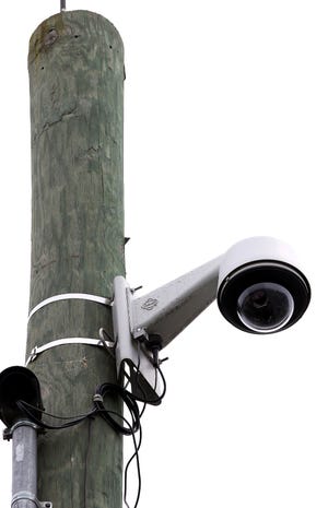 A traffic camera at the intersection of Franklin Blvd. and Cox Rd. in Gastonia. The camera is one of thirteen in the area right now, but six more are on the way and plans call for another 11 in the future. JOHN CLARK/THE GAZETTE