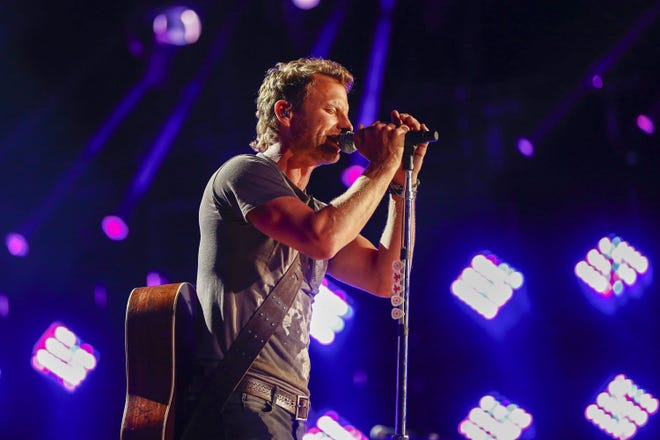 Dierks Bentley, shown here June 11, 2015, at the CMA Music Festival in Nashville, Tenn., headlined First Niagara Pavilion in Burgettstown on Friday night.