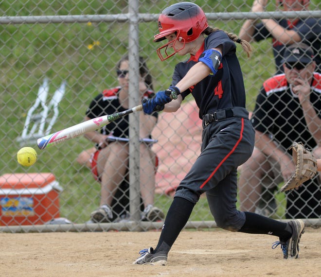 West Allegheny's Amy Nolte bats during West Allegheny's 11-4 win over Montour on April 21 at West Allegheny. Nolte had two hits in the Indians' win.