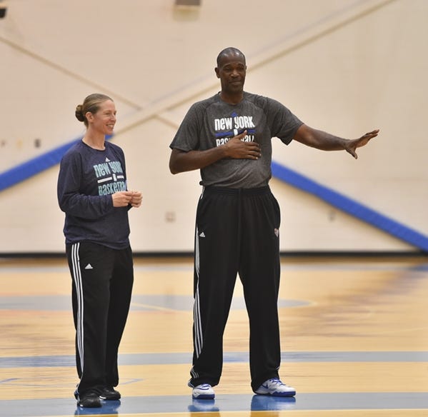 Former Ohio State basketball stars Katie Smith, left, and Herb Williams have found somewhat unexpected opportunities as assistant coaches with the WNBA's New York Liberty under Bill Laimbeer.