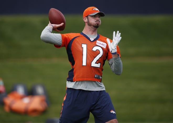 Denver rookie quarterback Paxton Lynch is expected to take some snaps in place of the injured Mark Sanchez at Broncos OTAs this week. Associated Press/David Zalubowski