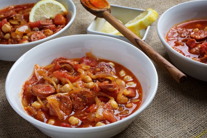Tomato and Chorizo Stew is a simple dish perfect for cool spring evenings.