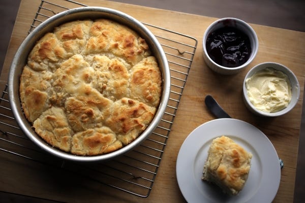 Shirley Corriher's Touch-of-Grace Southern Biscuits with butter and jam