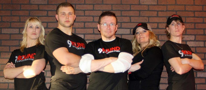 The ìCrewî for 9Round Epping includes trainers, from left, Jennifer, Brandon, Darrin, Sue, and Christy who guide members through nine stations of kickboxing workouts. Courtesy photo