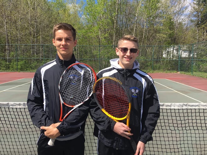 Monticello juniors Justyn Kelly, left, and Alex Bisland won seven of their 10 matches at second doubles this season. They are a wild-card entry to the OCIAA tournament. PHOTO PROVIDED