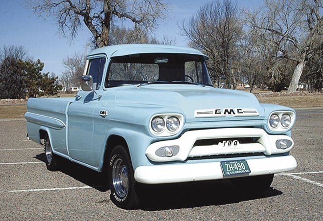 COURTESY PHOTO Retired Pueblo firefighter Dave Cooley's restored 1959 GMC pickup truck will be among classic cars on display at the Veteran Motor Car Club of America car show Saturday at the Holy Cross Abbey in Canon City.