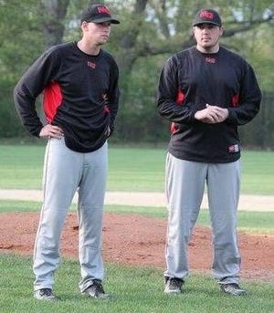 North Quincy High baseball coach Matthew Edgerly, left, is shown with former assistant Steve Sullivan, who passed away in the spring of 2016 at age 28.