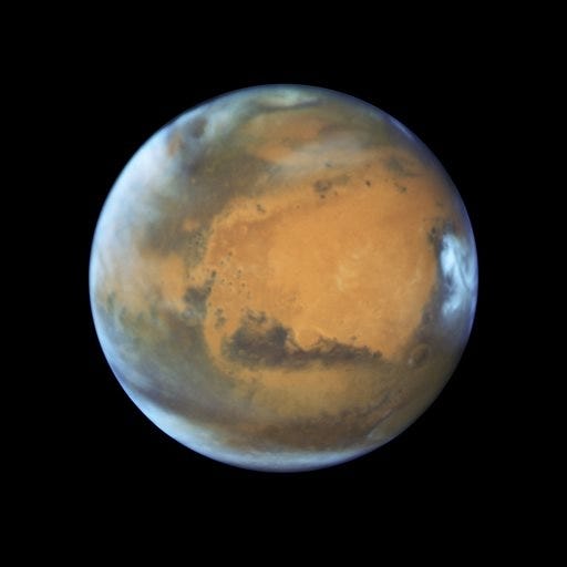 This May 12, 2016 image provided by NASA shows the planet Mars. On Sunday, May 22, 2016, the sun and Mars will be on exact opposite sides of Earth. (NASA/ESA/Hubble Heritage Team - STScI/AURA, J. Bell - ASU, M. Wolff - Space Science Institute via AP)