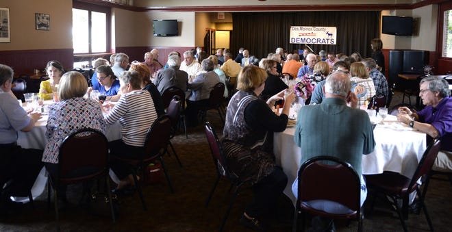 People gather Thursday during the Des Moines County Democrats Hall of Fame banquet at Big Muddy’s in Burlington. The banquet was to honor Don Harter, Chris Harter and Karen Wick.