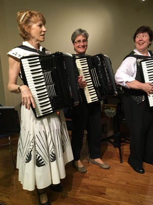 Christine Mangelly (left) participates in a concert to honor her late mother, LaRue Mangelly, at the Morris Museum of Art.