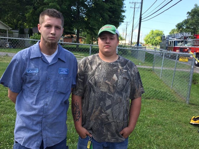 Albemarle brothers James and Robert Coley helped save a Gastonia man from a burning building on Monday. PHOTO BY ADAM LAWSON/THE GAZETTE