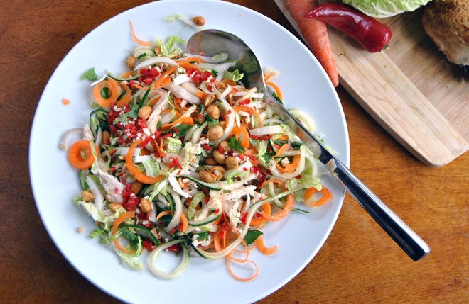 Gluten-free Chicken Noodle Salad will put that spiral slicing gadget to good use. Pittsburgh Post-Gazette via TNS/Gretchen McKay