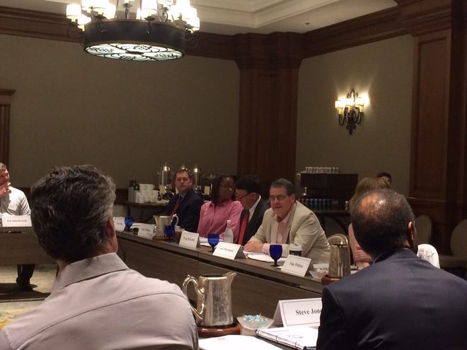 Georgia athletic director Greg McGarity and president Jere Morehead among those at the UGA athletic board meeting on May 26, 2016 at the Ritz-Carlton Lodge at Reynolds Plantation.