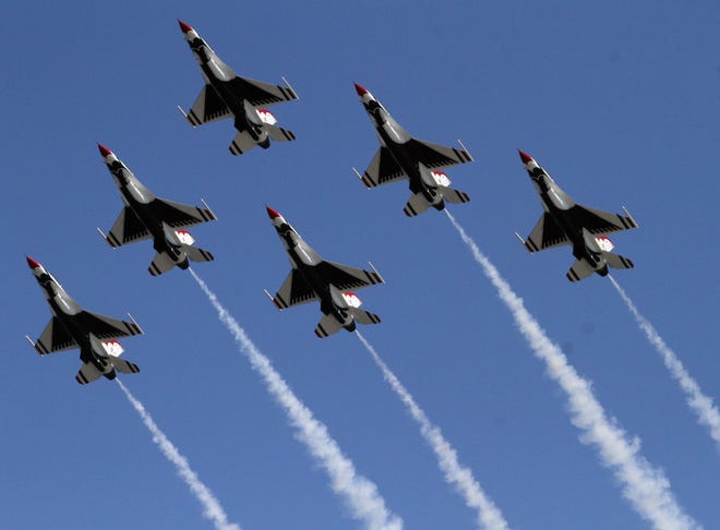 The Air Force's Thunderbirds return to Rhode Island this summer for the annual Rhode Island National Guard Open House and Air Show, June 11-12 at Quonset State Airport. Providence Journal File Photo/Bob Breidenbach