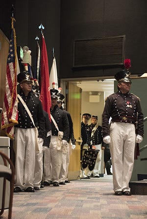 Fayetteville Independent Light Infantry presents the colors during the Field of Honor Dedication Ceremony at the Airborne and Special Operations Museum, May 21, 2016