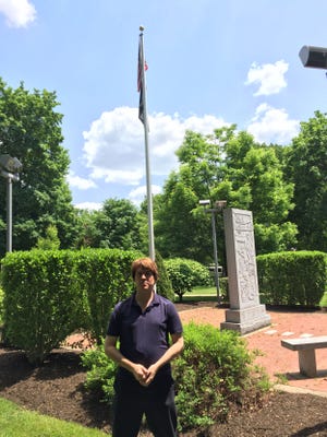 Scott Tady visits the Korean War memorial in Beaver.