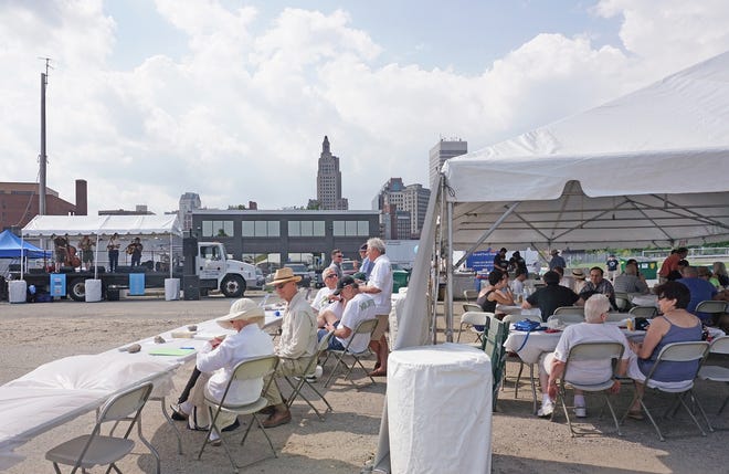 Building Bridges hosted a festival on Saturday as part of its advocacy for the Providence River pedestrian bridge and park. Music, food, drink, and shade were part of the offerings. The Providence Journal/Sandor Bodo