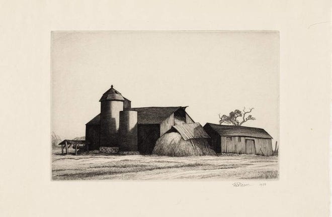 “Hebron Barns,” dating from 1938, from the Thomas W. Nason prints and drawings collection. Courtesy Photo
