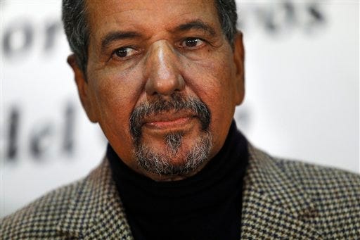 FILE - This Thursday, Nov. 12, 2015 file photo shows Polisario Front's Secretary General Mohamed Abdelaziz listening to a question during a news conference in Madrid, Spain. The head of the independence movement in the Western Sahara, Mohamed Abdelaziz, has died after a long illness, the Polisario Front said in a statement. (AP Photo/Francisco Seco, File)