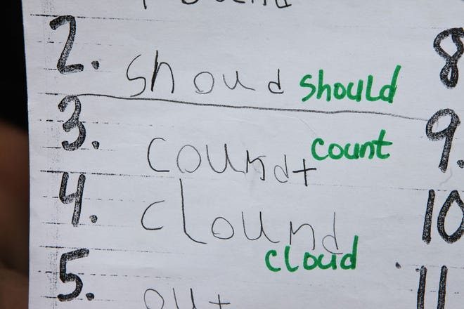 Suzanne Arena's son Cole is dyslexic. He is now in the eighth grade. This is a spelling test of Cole's from second grade. The Providence Journal/Glenn Osmundson