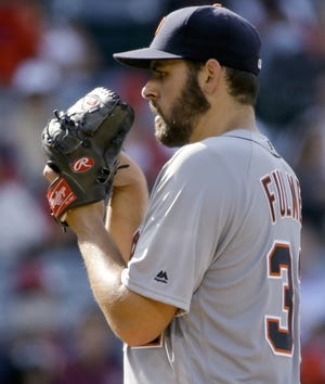 Detroit Tigers starting pitcher Michael Fulmer throws against the Los Angeles Angels during the second inning of a baseball game in Anaheim, Calif., Wednesday, June 1, 2016. (AP Photo/Chris Carlson)