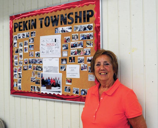 Pekin Township's supervisor, Janet Homerin, stands in the community room of the Pekin Township facility in downtown Pekin.