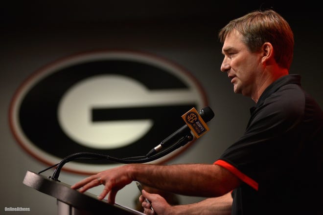 Georgia coach Kirby Smart speaks during a press conference at Butts-Mehre Heritage Hall on Wednesday, Jan. 13, 2016 in Athens, Ga. (Richard Hamm/Staff) OnlineAthens / Athens Banner-Herald