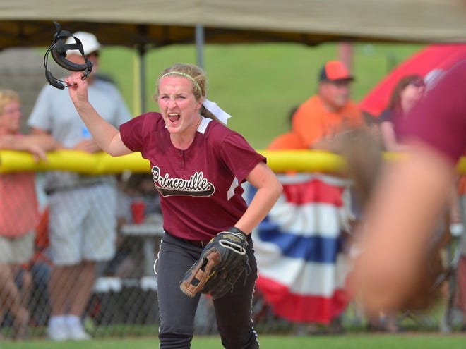 Princeville's Maddie Hite celebrates as Princeville defeats Fisher 7-1 during Class 1A semifinal action in East Peoria Friday.
