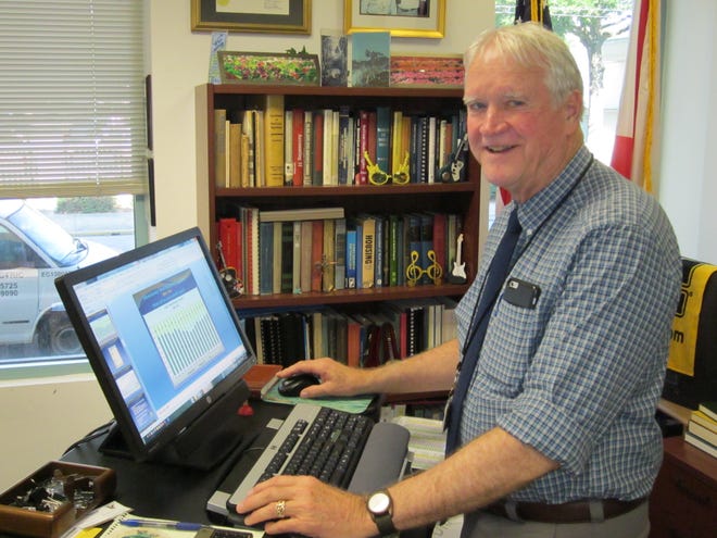 Morgan Gilreath, Volusia County property appraiser, has a new standing computer work station at his DeLand office. Gilreath is retiring at the end of the year after 24 years as an elected official. NEWS-JOURNAL/BOB KOSLOW