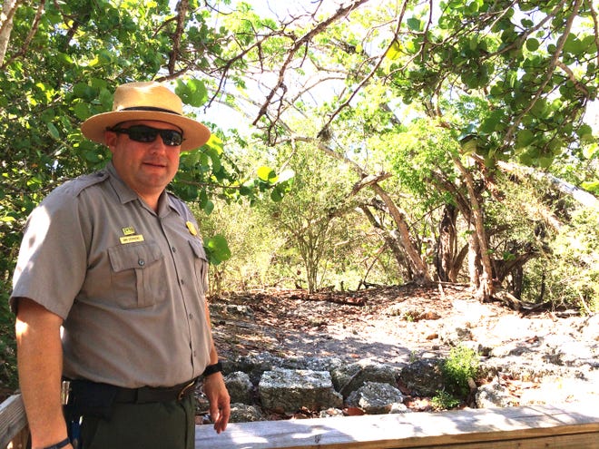 Ranger Dan Stephens is shown next to the Tabby Ruin site at De Soto National Memorial. This summer, he will give talks about the site and also about explorer Hernando de Soto, who landed in Tampa Bay in 1539.