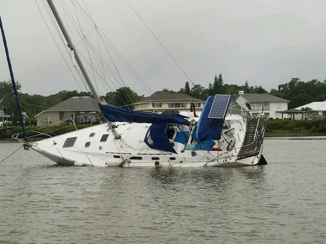 The U.S. Coast Guard rescued two people from this 40-foot sailboat Tuesday morning. Nobody was injured. Provided photo