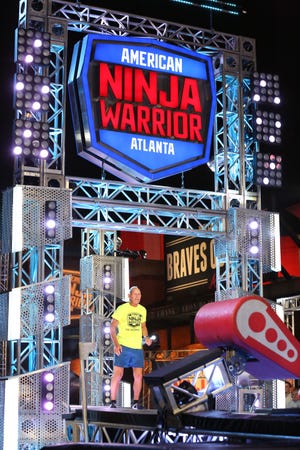 Oak Island resident Chuck Mammay, 73, prepares for his second run on NBC's "American Ninja Warrior" course during the Atlanta qualifiers, airing 8 p.m. Wednesday. NBC PHOTO