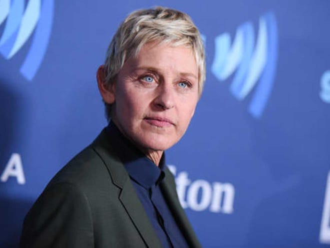 In this March 21, 2015, file photo, Ellen DeGeneres arrives at the 26th Annual GLAAD Media Awards held at the Beverly Hilton Hotel, in Beverly Hills, Calif. A Georgia real estate agent sued Warner Bros., the producer of "The Ellen DeGeneres Show," on June 2, 2016, claiming the comedian mispronounced her name in order to make a joke about breasts.