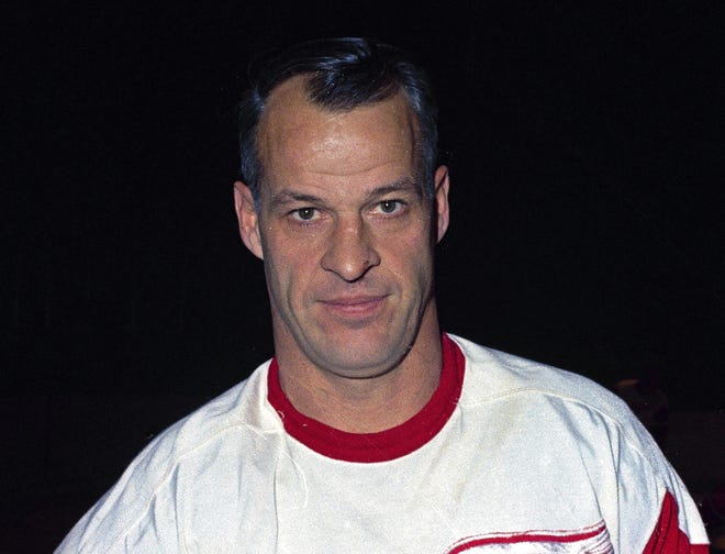 FILE - This is a Nov. 1967, file photo showing Detroit Red Wings hockey player Gordie Howe. Howe, the rough-and-tumble Canadian farm boy whose boundless blend of talent and toughness made him the NHL's quintessential star during a career that lasted into his 50s, has died. He was 88. (AP Photo/File)