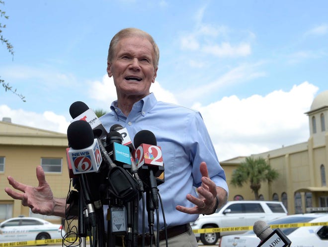 Sen. Bill Nelson, D-Fla., addresses reporters during a news conference after a shooting involving multiple fatalities at a nightclub in Orlando, Fla., Sunday, June 12, 2016.