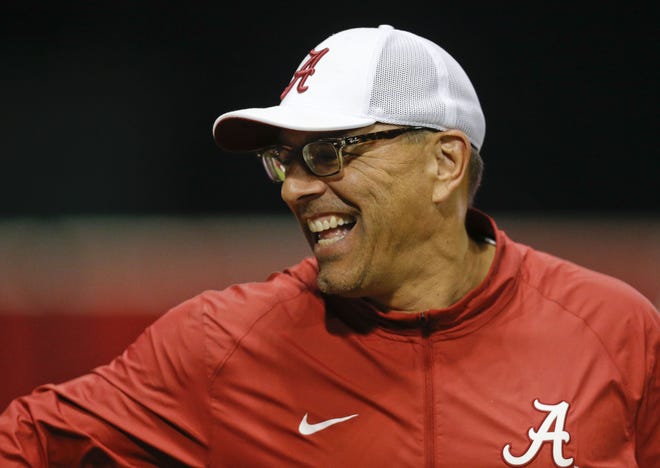 Alabama softball coach Patrick Murphy. University of Alabama softball coaches were named Division I South Region Coaching Staff of the Year by the National Fastpitch Coaches Association.