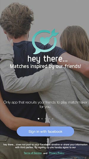 "hey there..." dating app screen shot