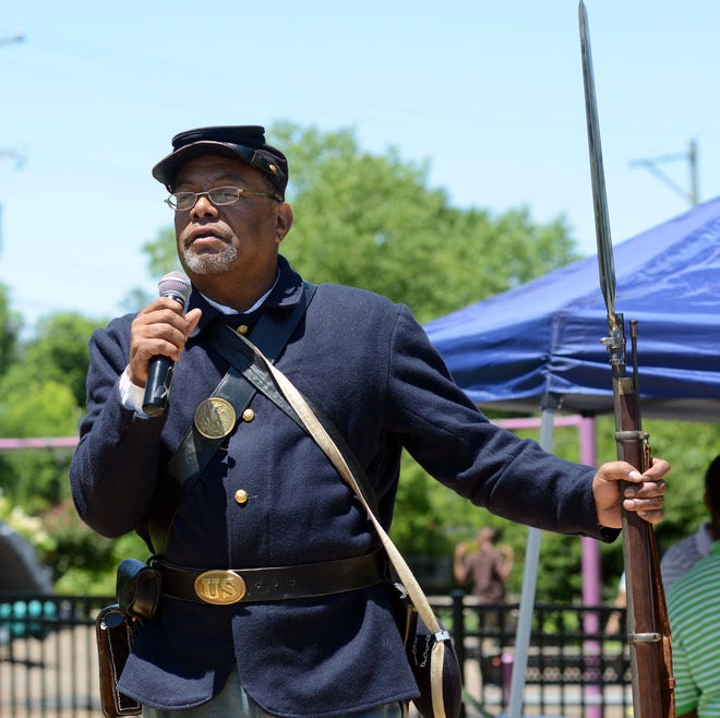 Greg Harris speaks about the Buffalo Soldiers during Juneteenth – Celebrating Freedom at First Baptist Church in Langhorne on Saturday, June 18, 2016.