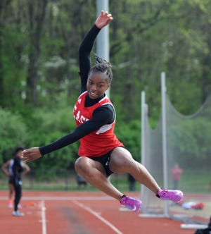 Pocono Mountain East's Khyasia Caldwell is the Pocono Record's female track athlete of the year. Caldwell won her second consecutive state championship in girls long jump in May. (Pocono Record file photo)