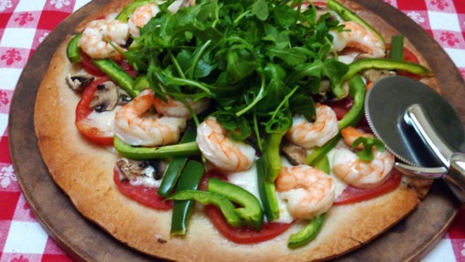 Shrimp and Mushroom Pizza. (Linda Gassenheimer/TNS)