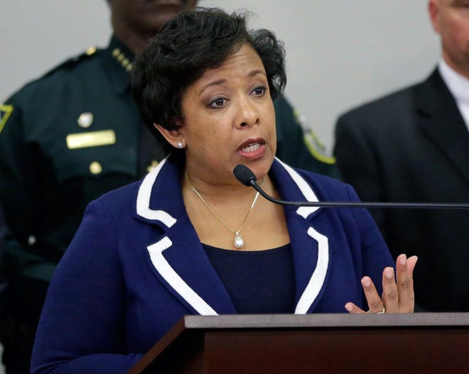 Attorney General Loretta Lynch makes comments during a news conference about the Pulse nightclub mass shooting, Tuesday, June 21, 2016, in Orlando, Fla. (AP Photo/John Raoux)