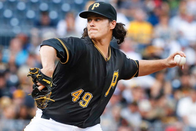 Pittsburgh starting pitcher Jeff Locke throws against the San Francisco Giants on Monday in Pittsburgh.