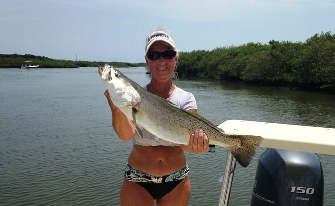 Deb Brownfield caught this 8-pound trout on live bait in a Port Orange creek on a recent fishing outing. PHOTO/DEB BROWNFIELD