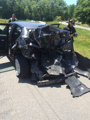 A two-car crash on Route 101 in Hampton Sunday morning sent a teen boy to a Boston hospital.