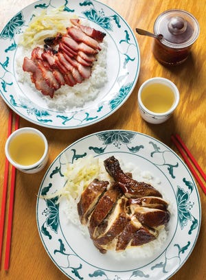 Barbecued pork and soy sauce braised chicken