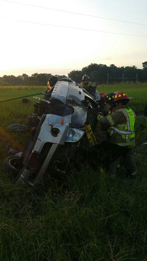 Sumter County Fire & EMS had to cut an occupant out of his overturned SUV early Friday in Wildwood.
