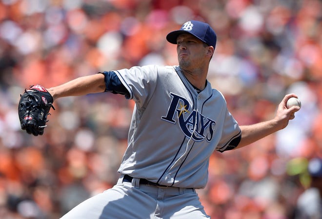 Tampa Bay Rays starting pitcher Drew Smyly delivers during the first inning of a baseball game against the Baltimore Orioles, Sunday, June 26, 2016, in Baltimore.
