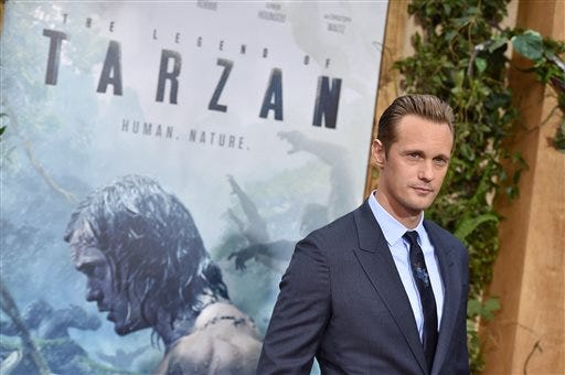Alexander Skarsgard arrives at the Los Angeles premiere of "The Legend of Tarzan" at the Dolby Theatre on Monday, June 27, 2016. (Photo by Jordan Strauss/Invision/AP)