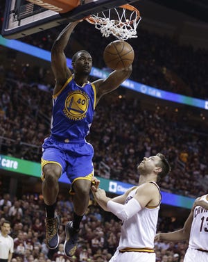Warriors forward Harrison Barnes, shown here dunking on the Cavaliers' Matthew Dellavedova during Game 3 of the NBA Finals, could command more than $20 million per season in free agency this summer.