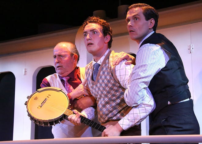 Art Devine, Nick Nudler and Lewis D. Wheeler in Tom Stoppard's comedy 'Rough Crossing' at Cape Rep Theatre. COURTESY PHOTOS BY ROBERT TUCKER, FOCAL POINT STUDIO